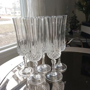 Vintage Cristal d'Arques Durand Champagne Flutes 4 oz. LONGCHAMP 5-Piece Set